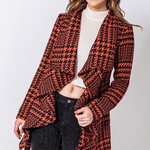 Houndstooth peplum blazer